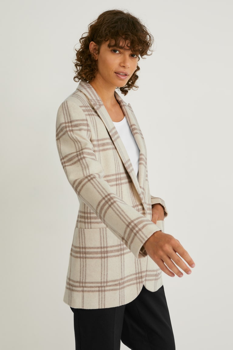  Beige Blazer C&A Laine Blend Check - france RDY-6522142