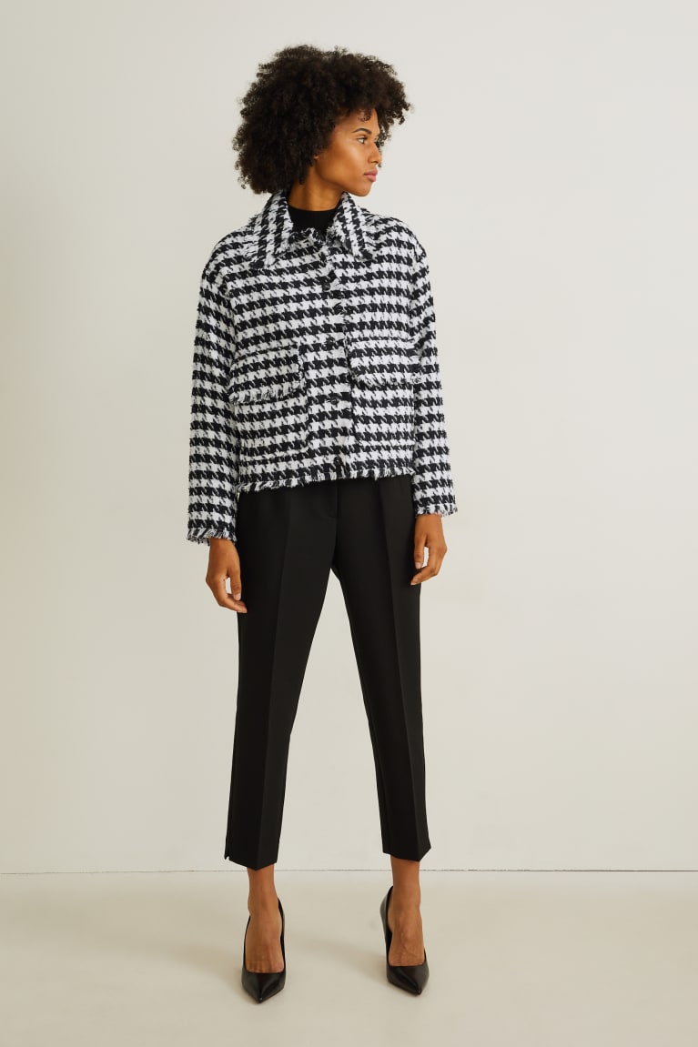  Noir Blanche Blazer C&A Bouclé Check - france QEC-9863617