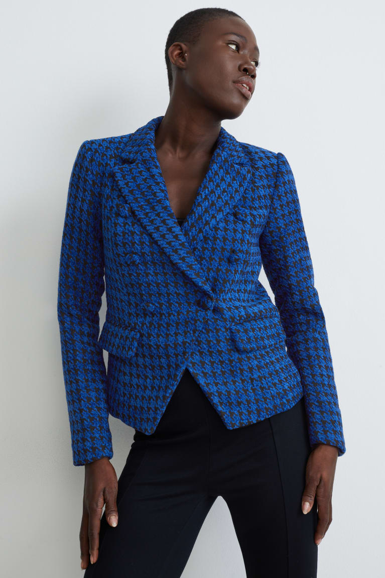  Bleu Foncé Blazer C&A Chenille Regular Fit Check - france TEE-2005828