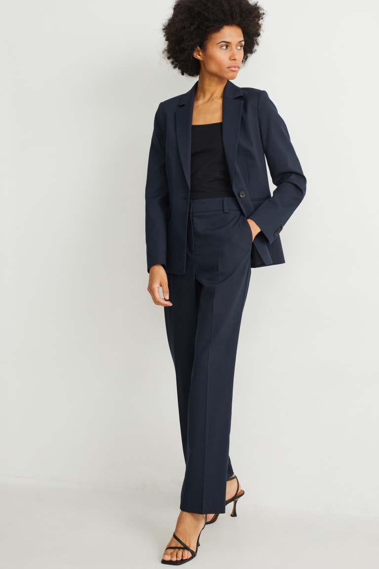  Bleu Foncé Pantalons C&A Business Mid-rise Taille Droit Fit Recycled - france ZBO-6517419