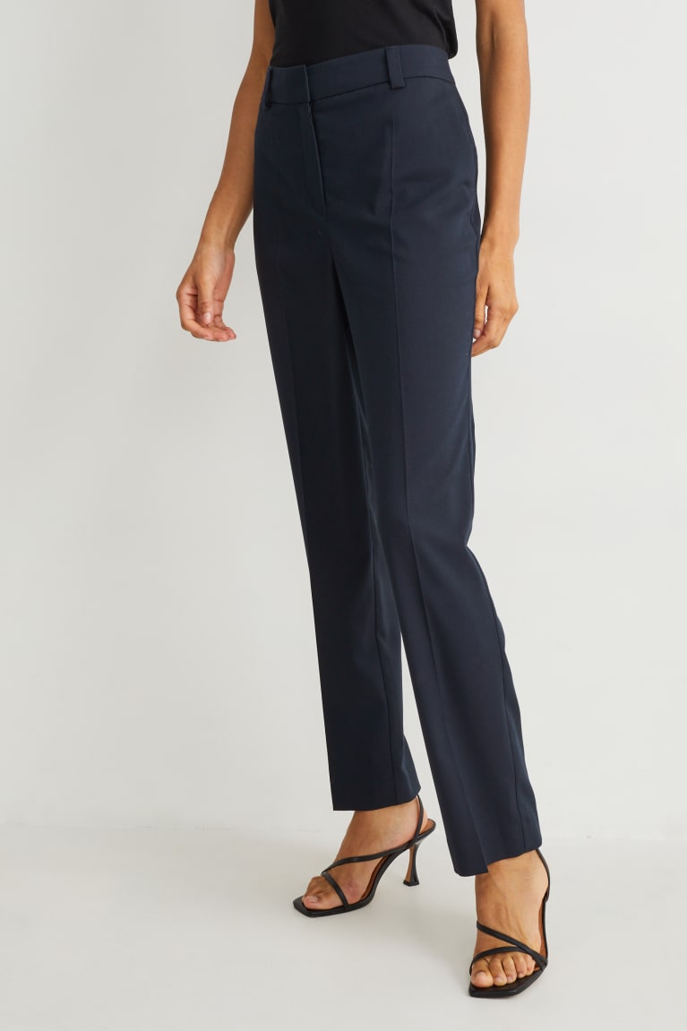  Bleu Foncé Pantalons C&A Business Mid-rise Taille Droit Fit Recycled - france ZBO-6517419