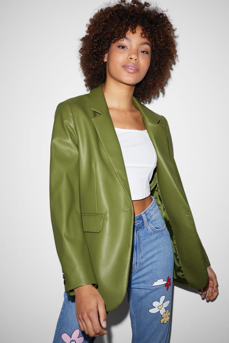  Vert Blazer C&A Clockhouse Faux Cuir - france DBS-2151741