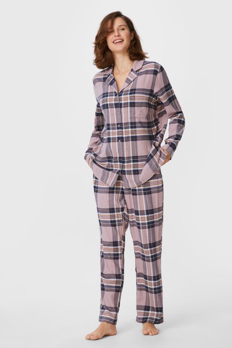  Rose Vêtement De Nuit C&A Flannel Pyjamas Check - france KXT-1825679