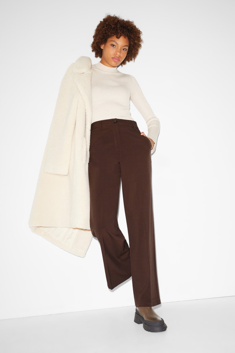  Marron Foncé Pantalons C&A Clockhouse Cloth High Taille Larges Leg - france CTD-2040079