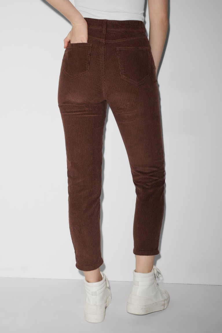  Marron Foncé Pantalons C&A Clockhouse Corduroy Mid-rise Taille Relaxed Fit - france EJG-2453987