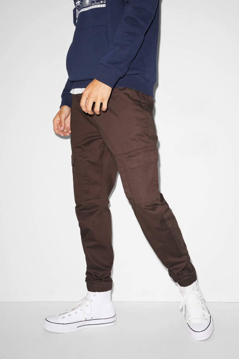  Marron Foncé Pantalons C&A Clockhouse Cargo Slim Fit - france ZER-7903133