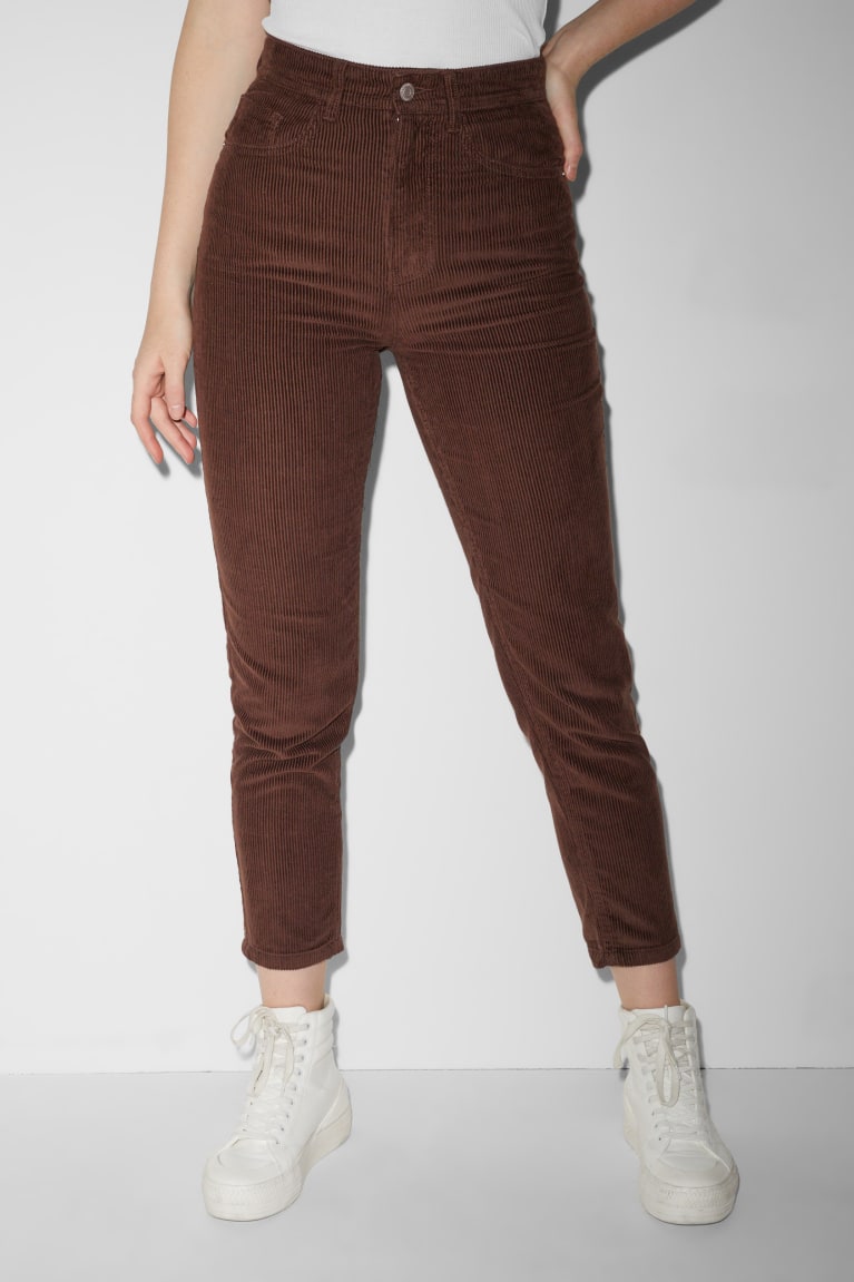  Marron Foncé Pantalons C&A Clockhouse Corduroy Mid-rise Taille Relaxed Fit - france EJG-2453987