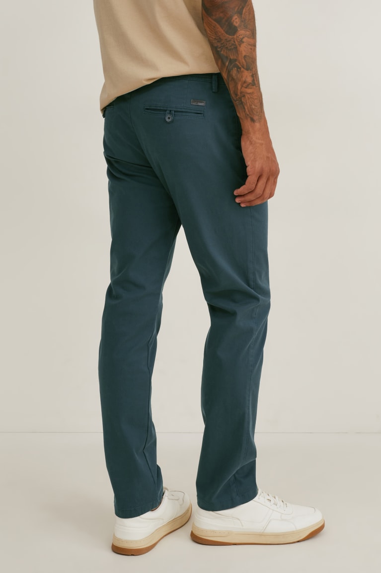  Vert Foncé Pantalons C&A Chinos Regular Fit Lycra - france PAC-0992414