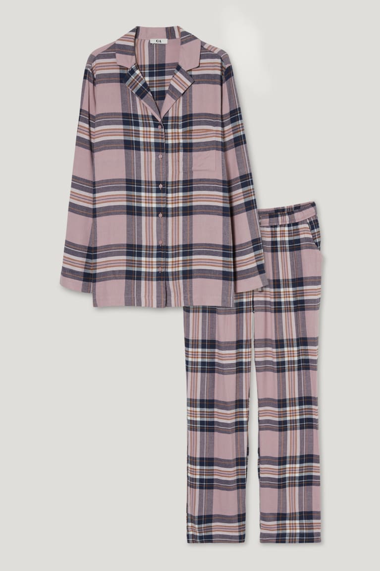  Rose Vêtement De Nuit C&A Flannel Pyjamas Check - france KXT-1825679