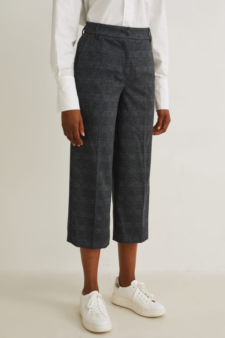  Grise Foncé Pantalons C&A Cloth High-rise Taille Larges Leg Recycled Check - france YKA-3902910