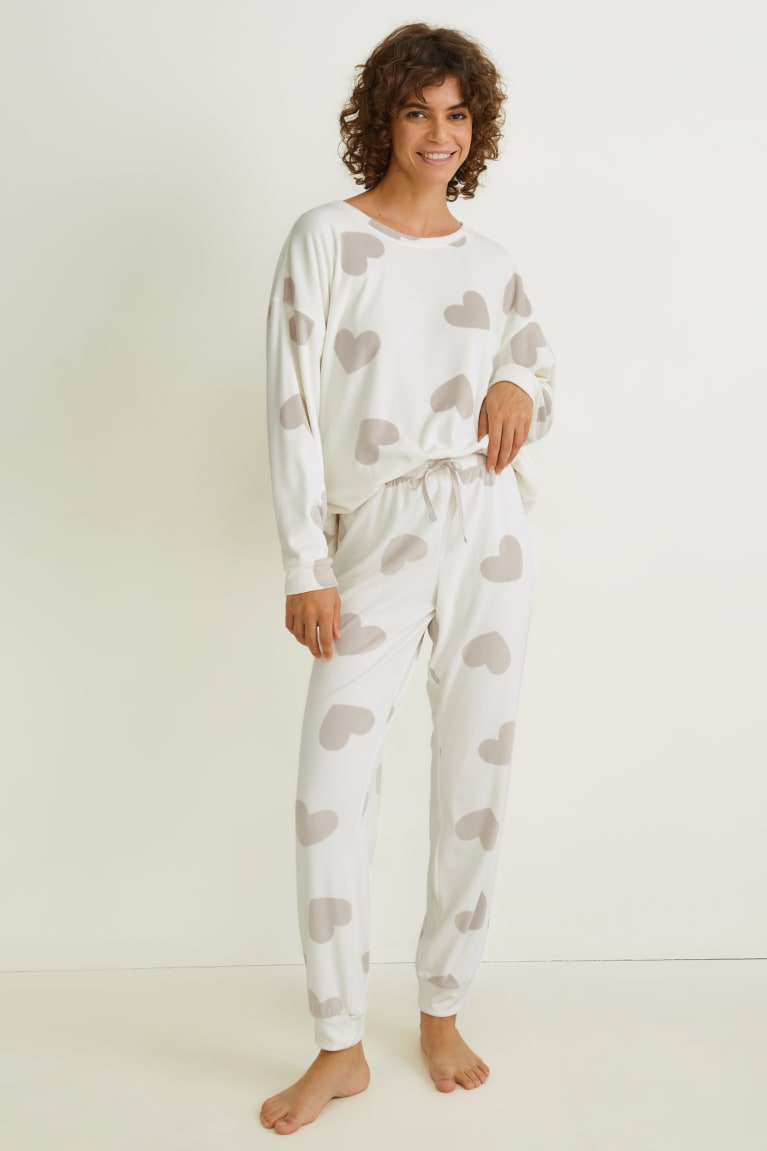  Blanche Vêtement De Nuit C&A Velour Pyjamas - france GXP-9674651