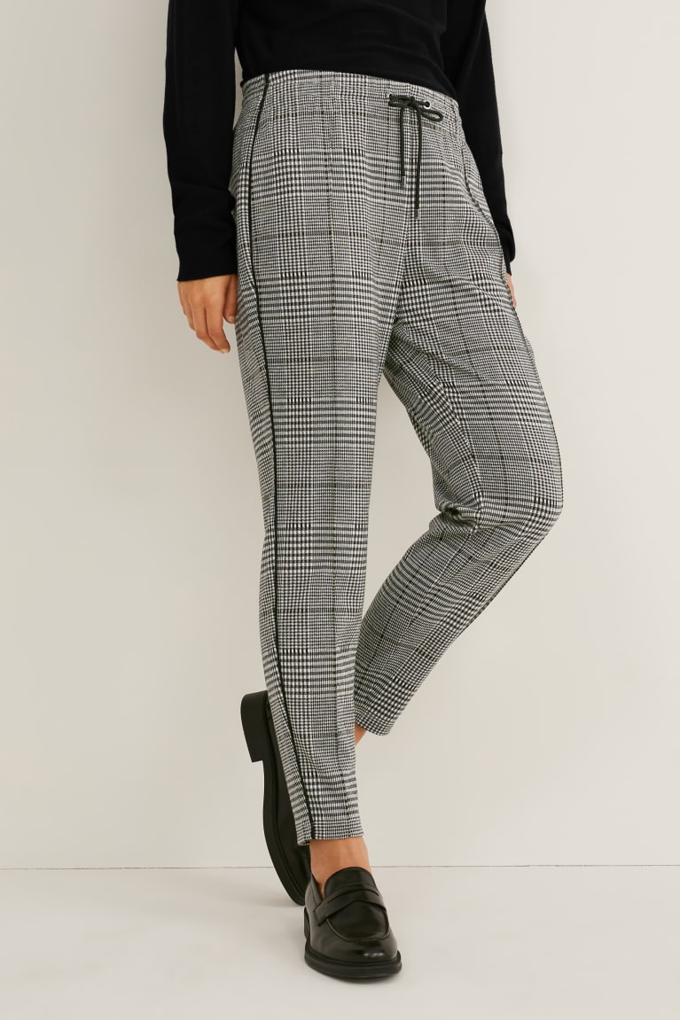  Grise Noir Pantalons C&A Cloth Mid-rise Taille Check - france CYA-0466563