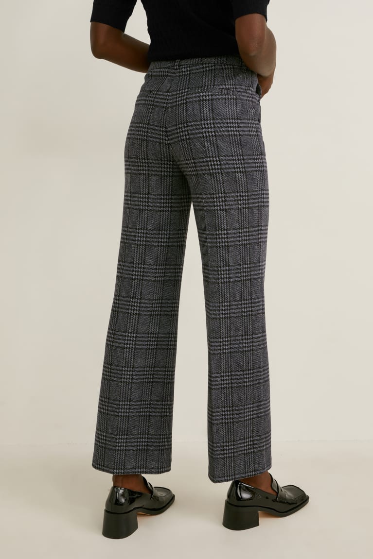  Grise Noir Pantalons C&A Cloth Mid-rise Taille Larges Leg Recycled Check - france FOS-2495466