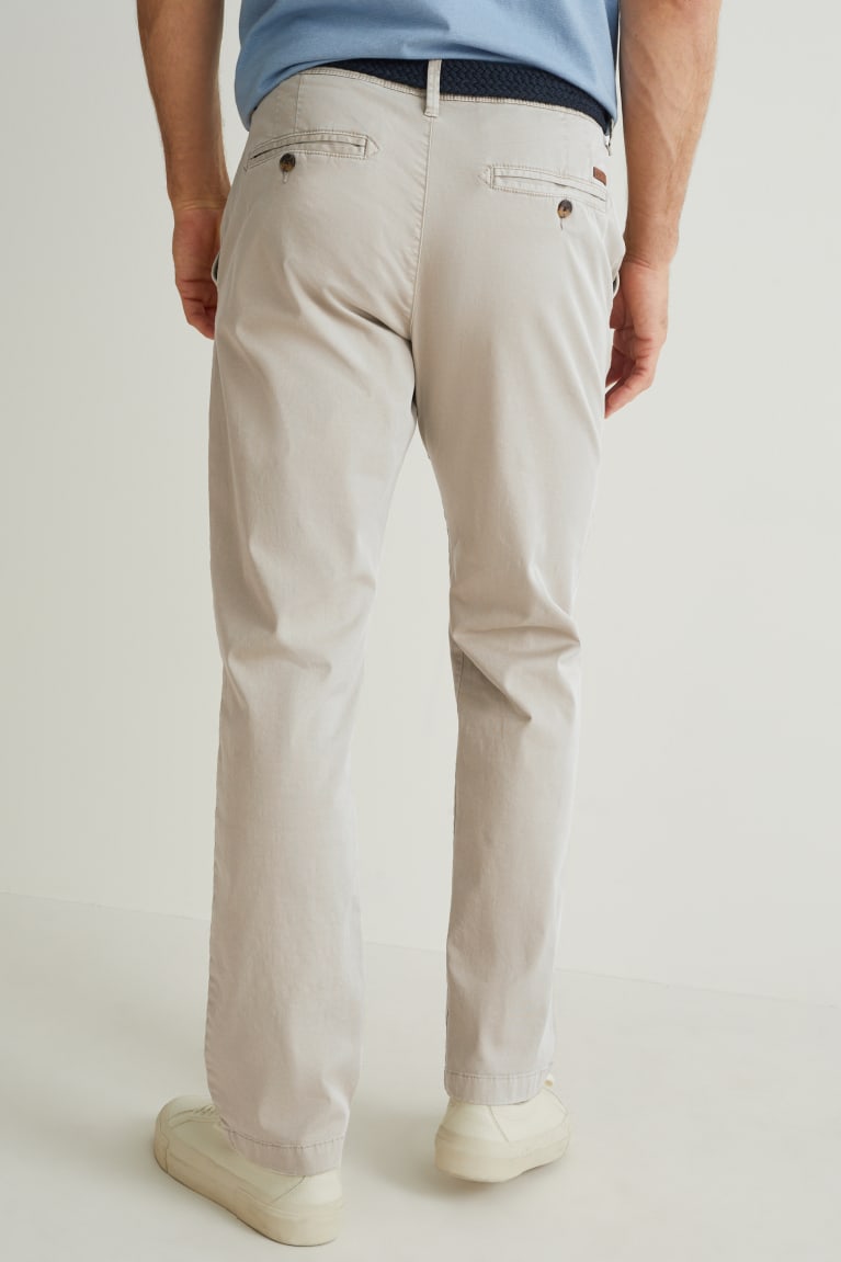  Grise Marron Pantalons C&A Chinos With Belt Regular Fit - france IOC-9335380