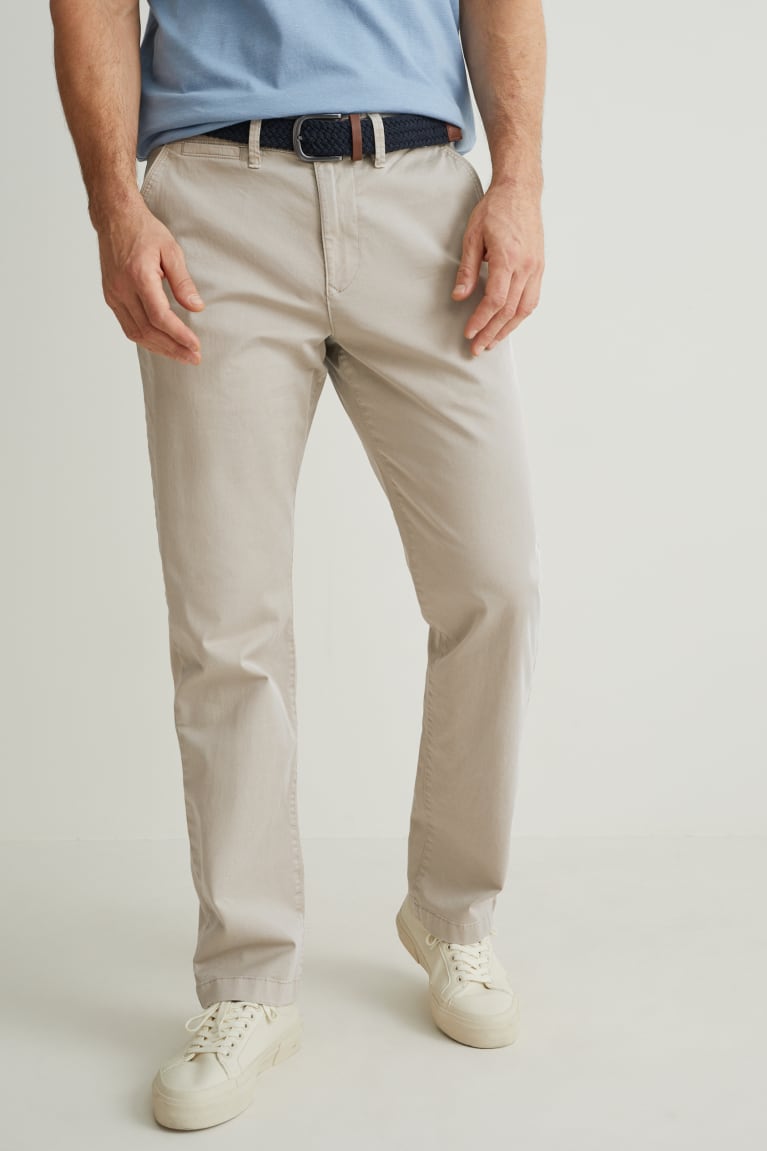  Grise Marron Pantalons C&A Chinos With Belt Regular Fit - france IOC-9335380