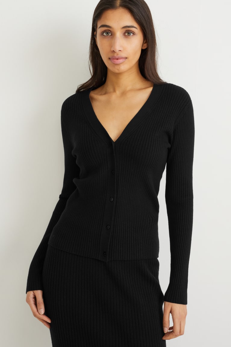  Noir Cardigan C&A Basic With Lenzing Ecovero - france LEM-7755320