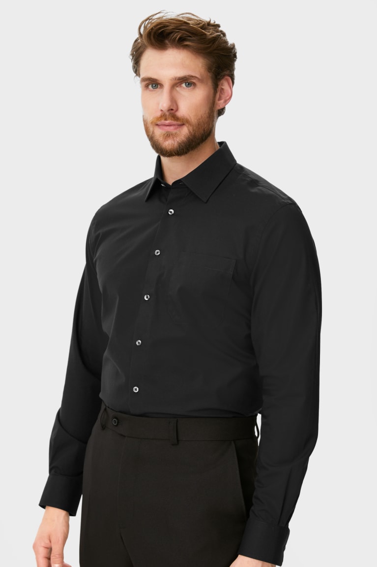  Noir Chemises C&A Business Regular Fit Kent Collar Easy-iron - france BXQ-6138541