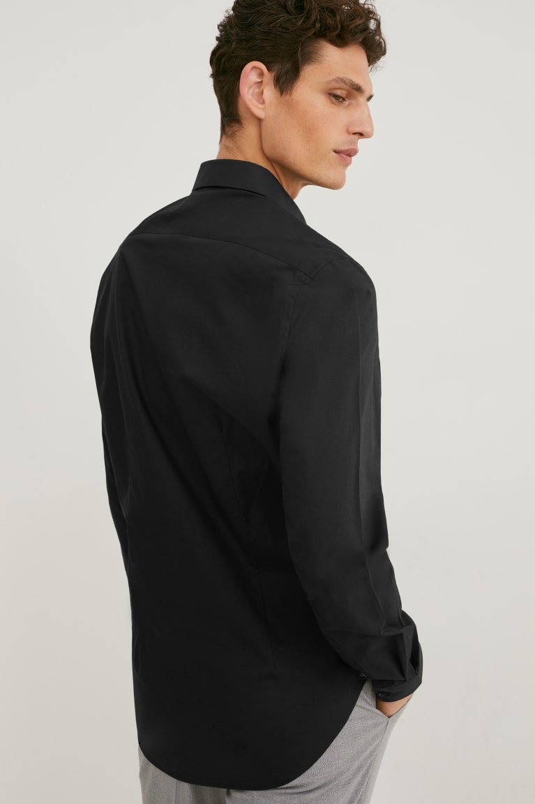  Noir Chemises C&A Business Slim Fit Extra-long Sleeve s Easy-iron - france NGP-3275983