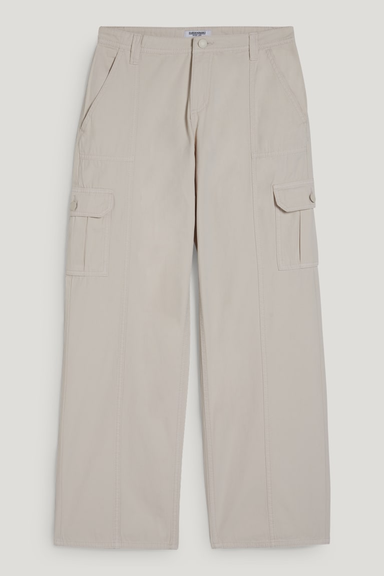  Beige Pantalons C&A Clockhouse Cargo High Taille Relaxed Fit - france ZZU-1202553