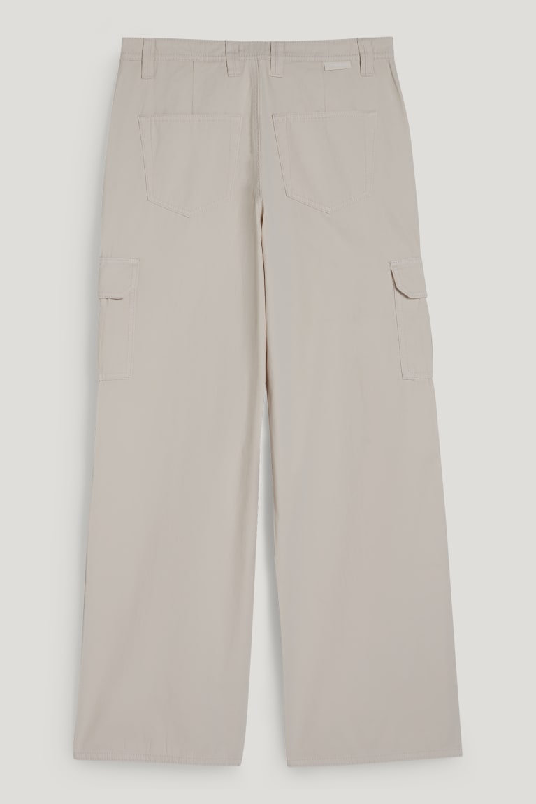  Beige Pantalons C&A Clockhouse Cargo High Taille Relaxed Fit - france ZZU-1202553