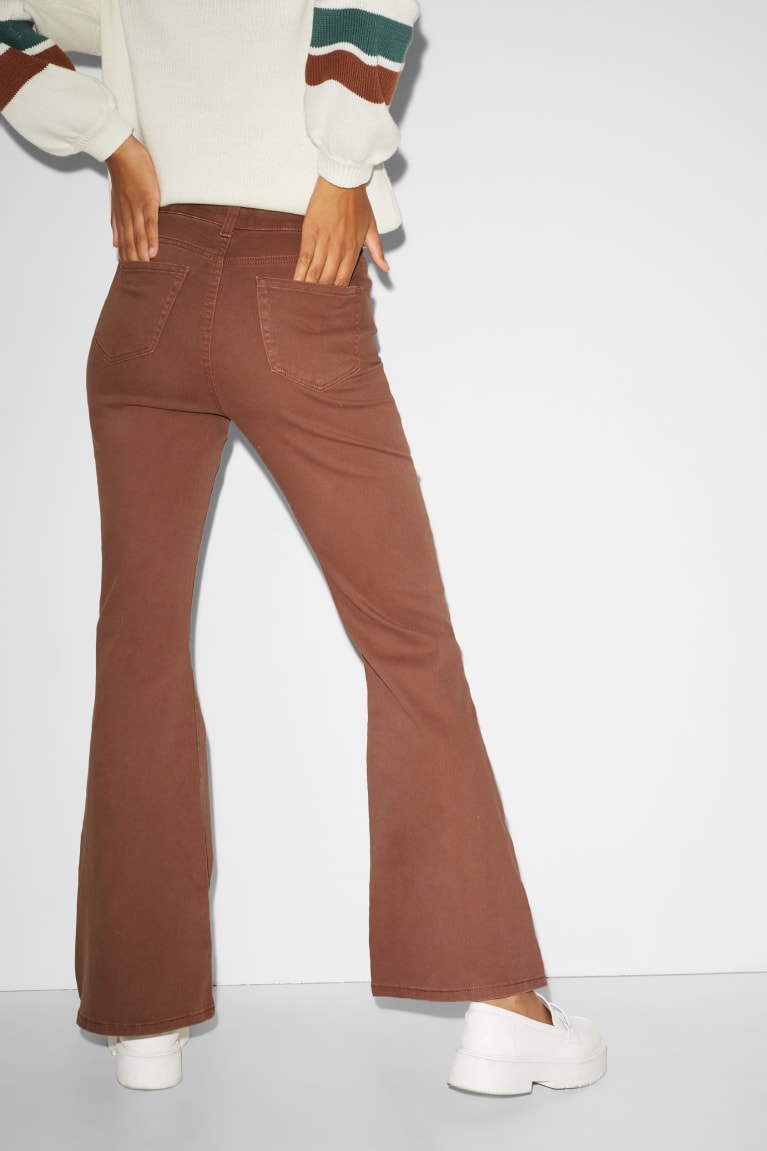  Marron Clair Pantalons C&A Clockhouse Flare High Taille - france VOT-1471900