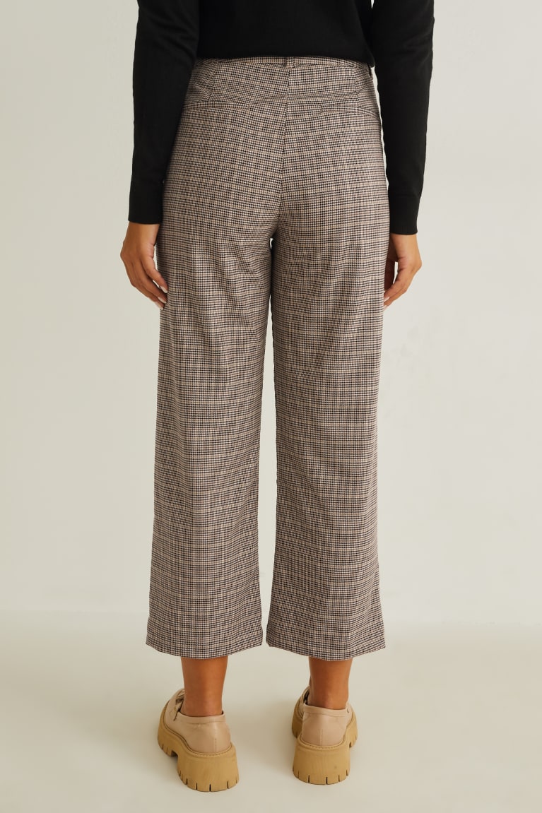  Marron Clair Pantalons C&A Cloth High Taille Regular Fit Recycled Check - france WBM-1726414