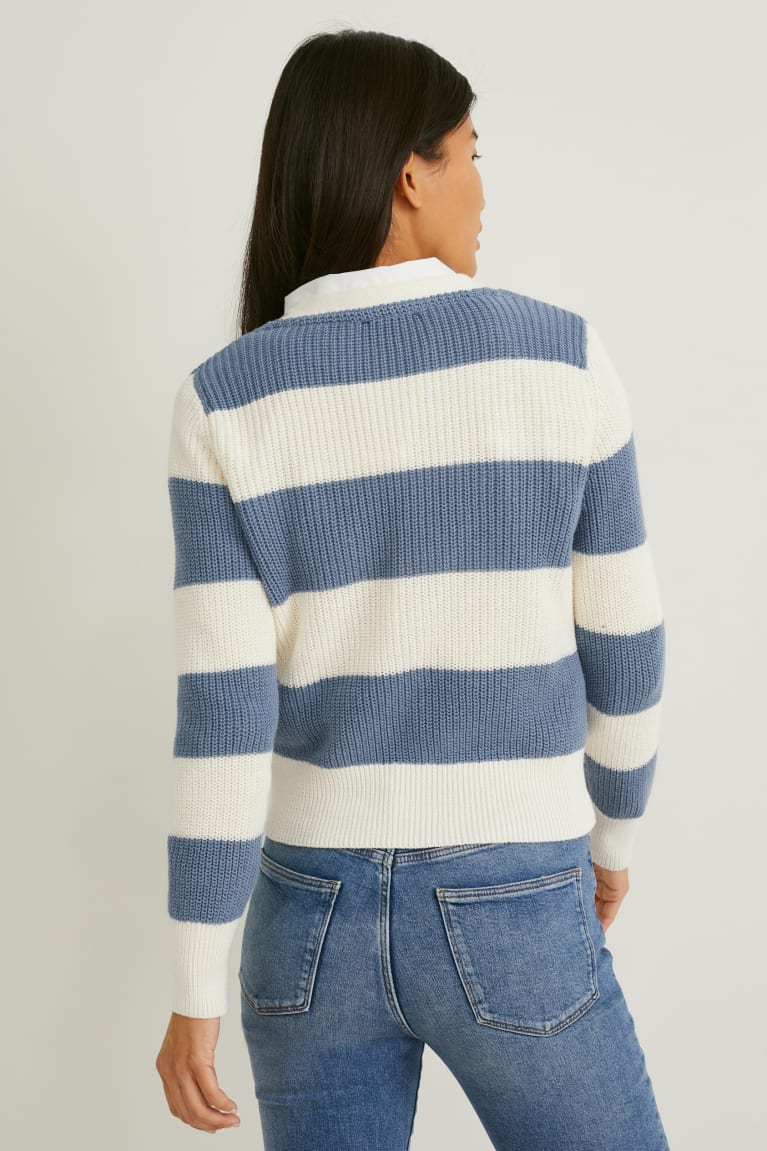  Bleu Blanche Cardigan C&A Rayé - france BCI-1352674