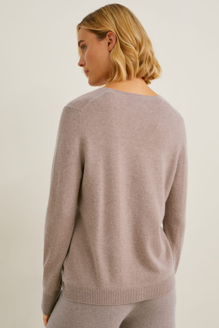  Grise Marron Cardigan C&A Cashmere - france SPZ-3348807