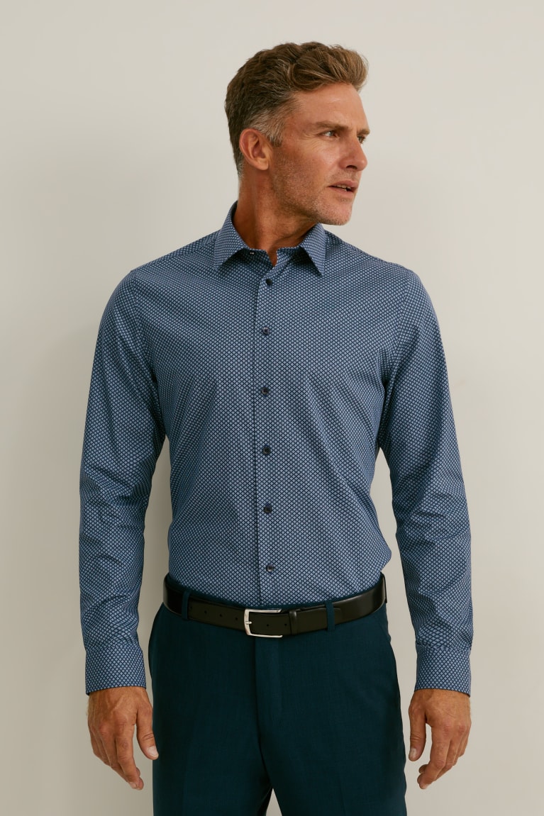  Bleu Bleu Foncé Chemises C&A Business Slim Fit Extra Long Sleeve s Easy-iron - france CXW-3686800