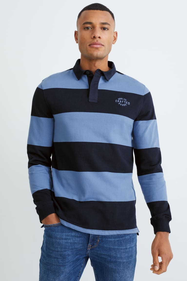  Bleu Bleu Foncé Chemises C&A Polo Rayé - france HCO-2769254