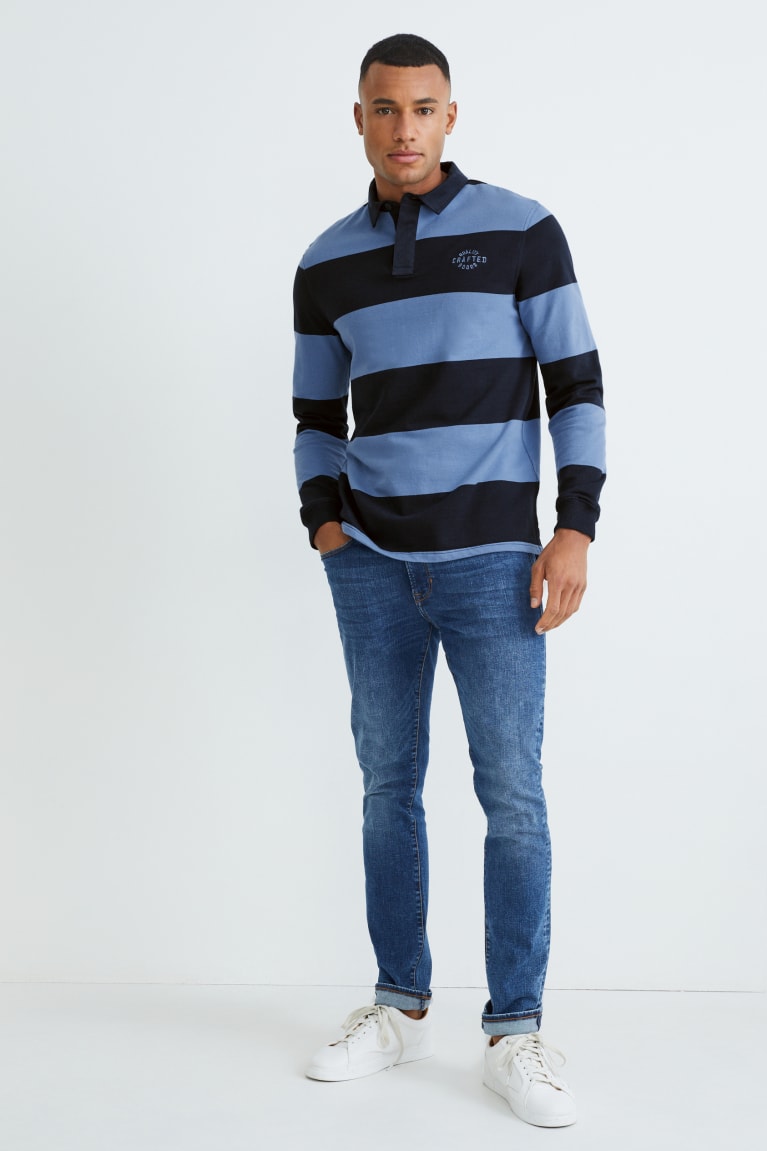  Bleu Bleu Foncé Chemises C&A Polo Rayé - france HCO-2769254