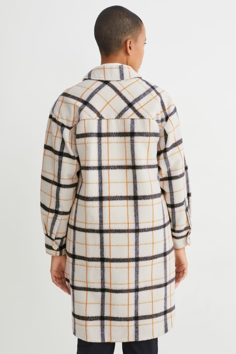  Beige Manteaux C&A Shacket Check - france ZDT-2824497