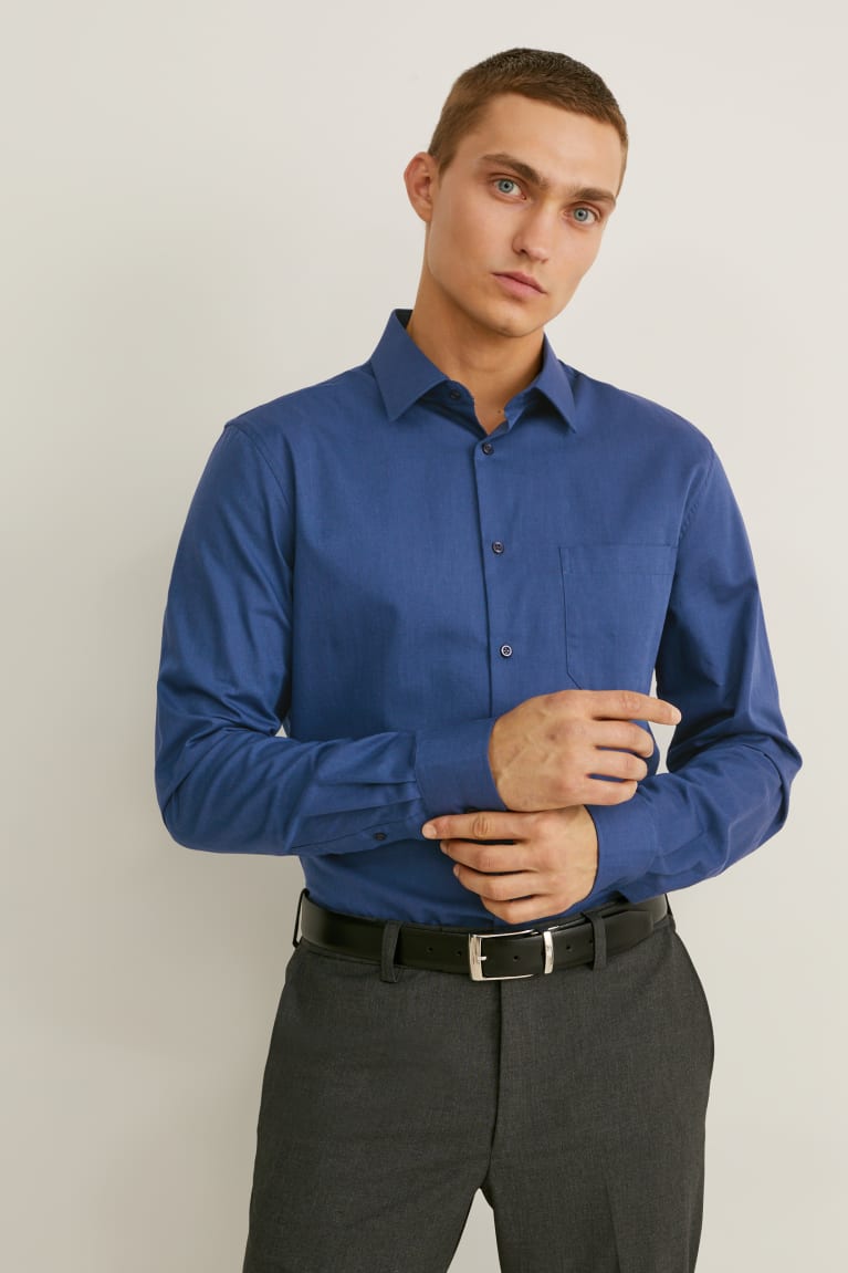  Bleu Foncé Chemises C&A Business Regular Fit Kent Collar Extra-long Sleeve s - france XPJ-9763215