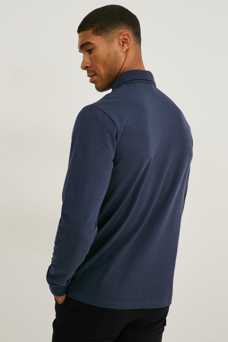  Bleu Foncé Chemises C&A Polo Flex Organic Coton Lycra - france NYO-3663148