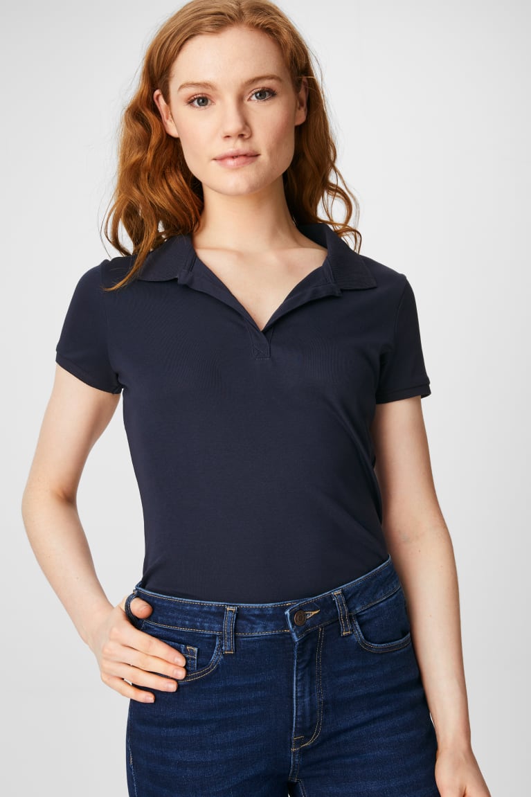  Bleu Foncé Chemises C&A Basic Polo Organic Coton - france TXC-1333258