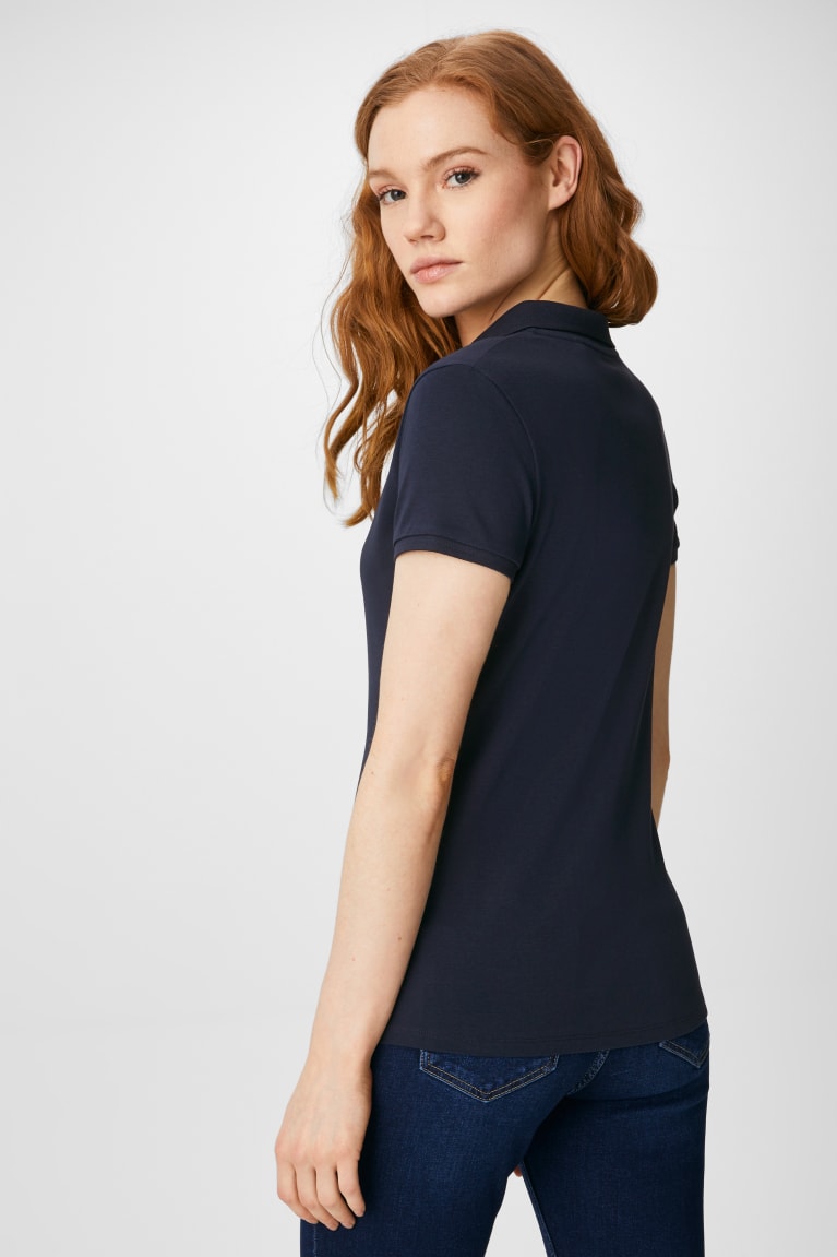  Bleu Foncé Chemises C&A Basic Polo Organic Coton - france TXC-1333258