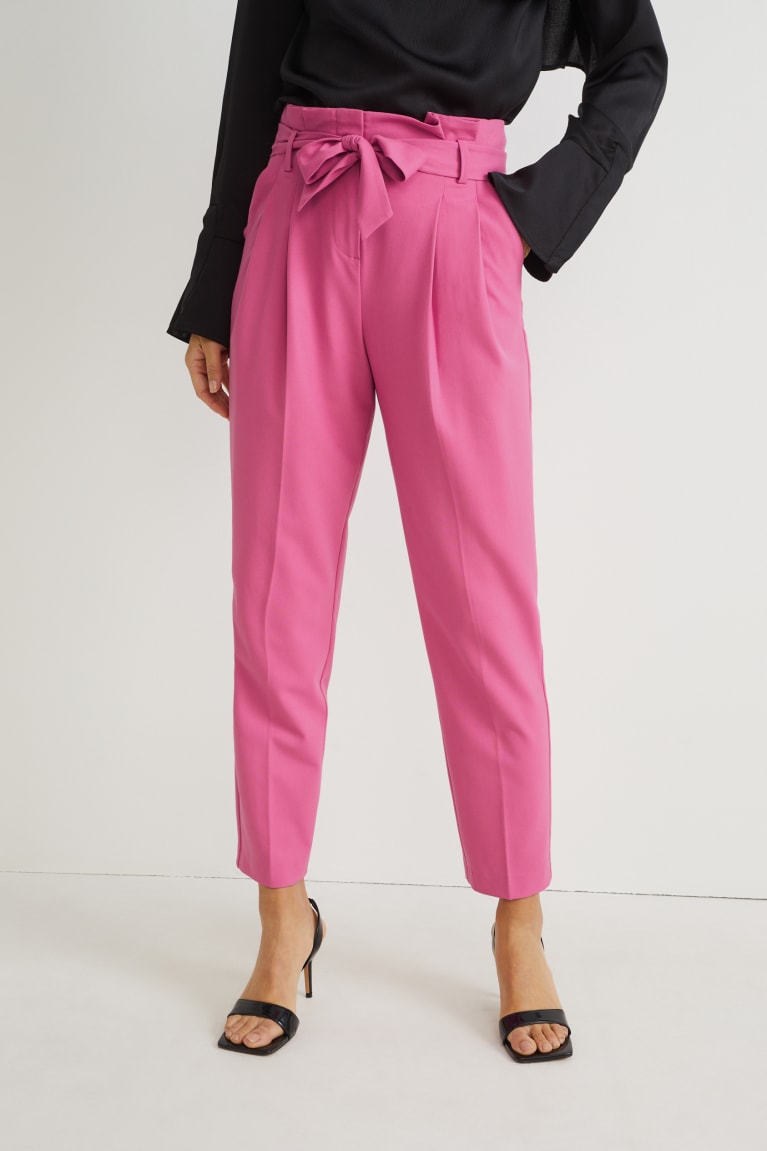  Rose Pantalons C&A Cloth High Taille Slim Fit - france MZN-2926420