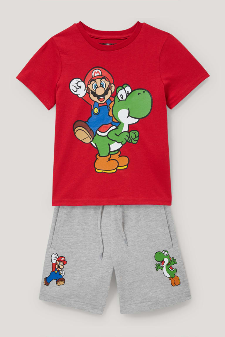  Rouge Pantalons C&A Super Mario Set Sleeve And Sweat 2 Piece - france IQK-7639911