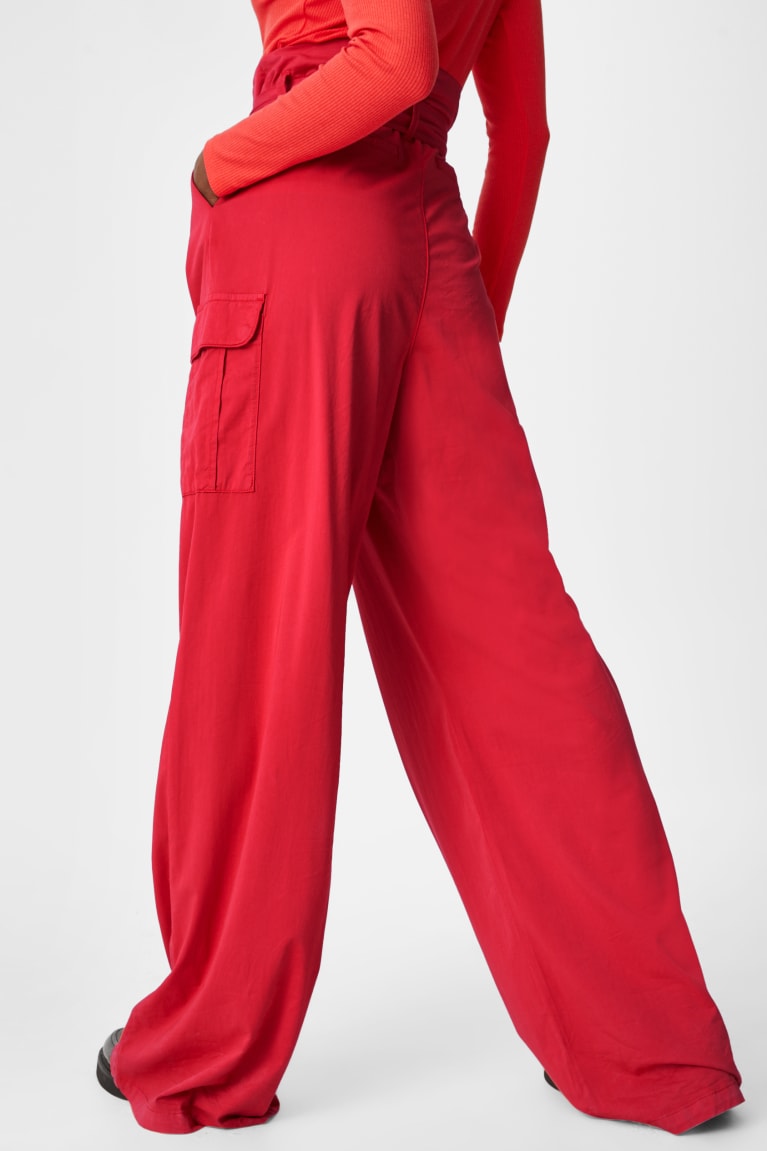  Rouge Pantalons C&A Paper Bag Loose Fit - france HDA-7805988