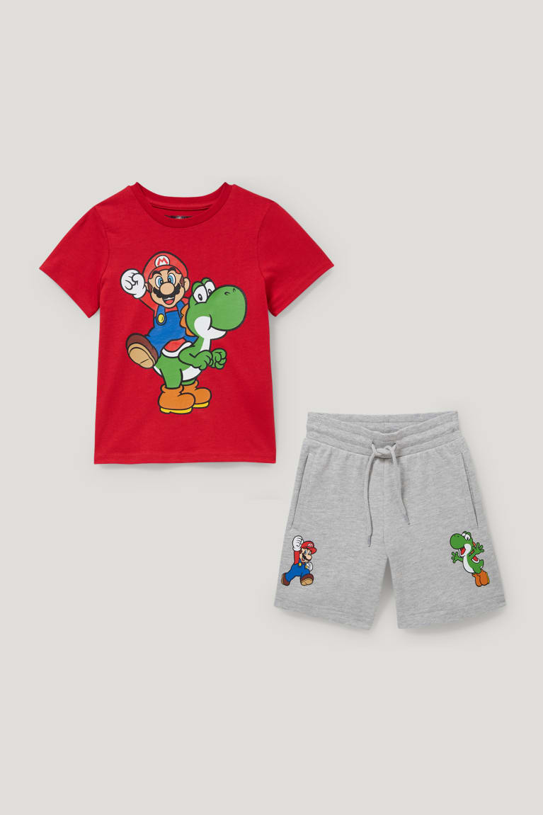  Rouge Pantalons C&A Super Mario Set Sleeve And Sweat 2 Piece - france IQK-7639911