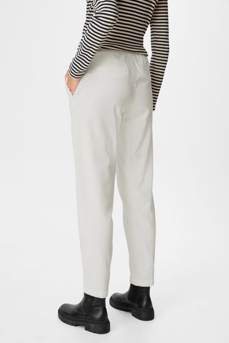  Blanche Pantalons C&A Corduroy Tapered Fit - france UIK-5303556