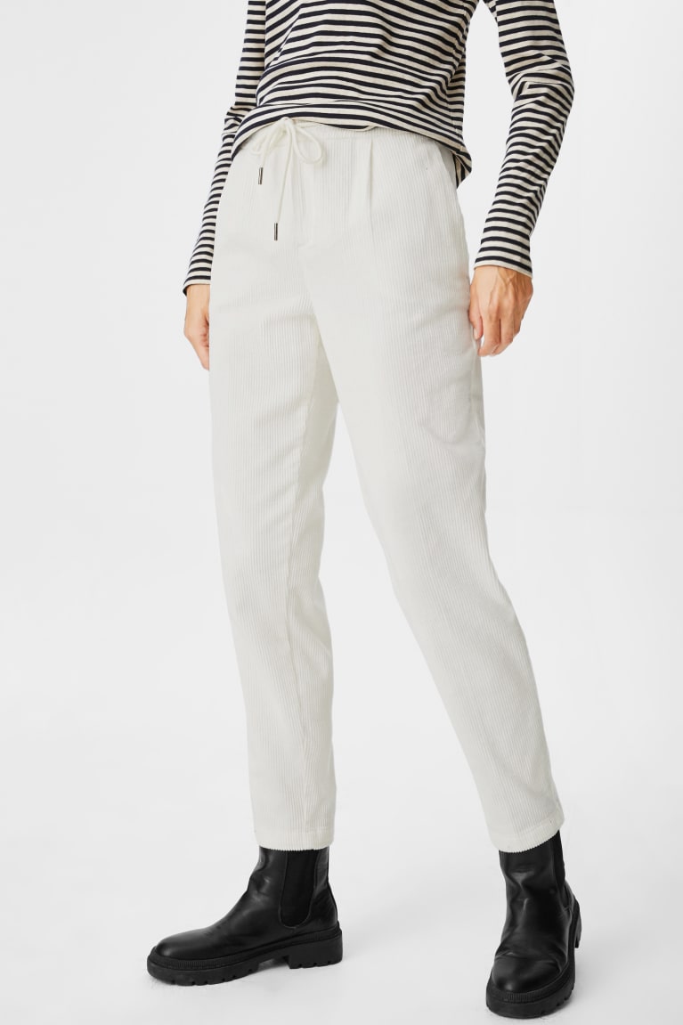  Blanche Pantalons C&A Corduroy Tapered Fit - france UIK-5303556