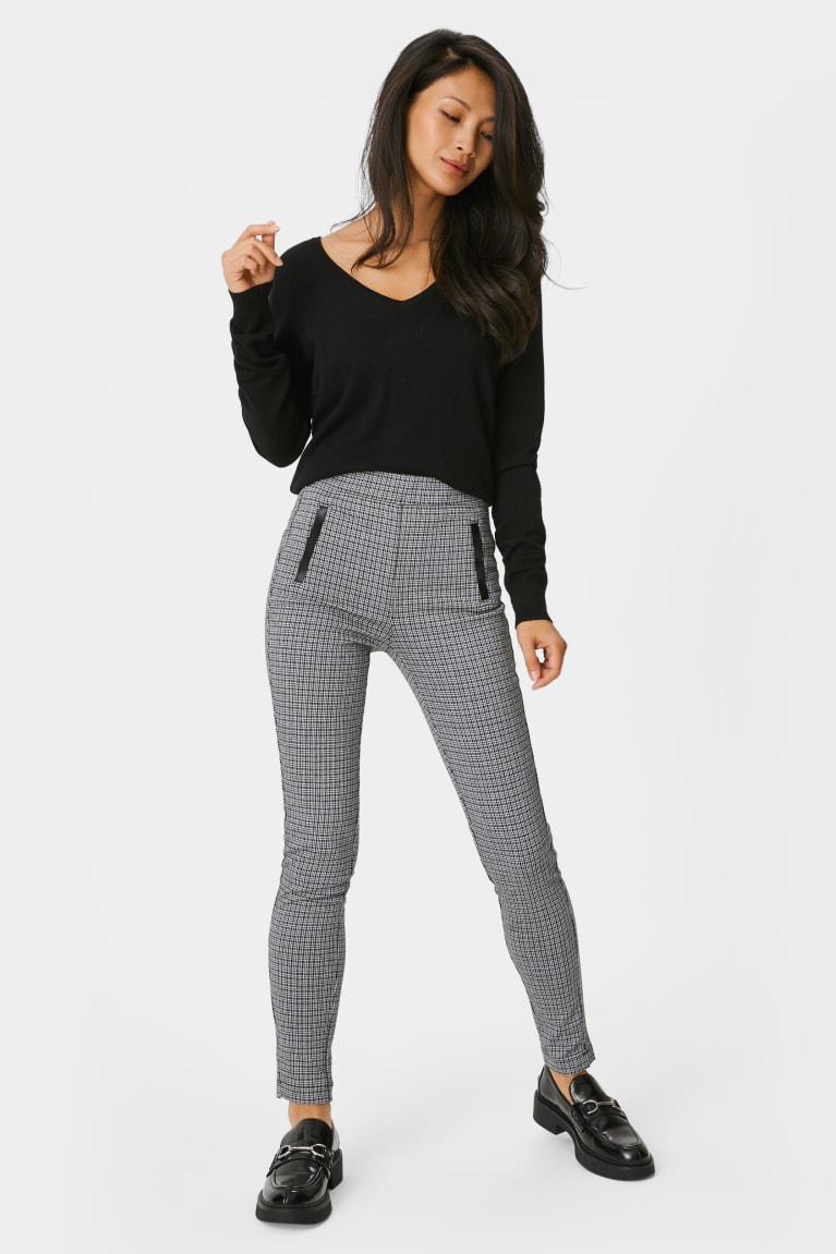  Blanche Pantalons C&A Leggings Recycled Check - france DNS-5161955