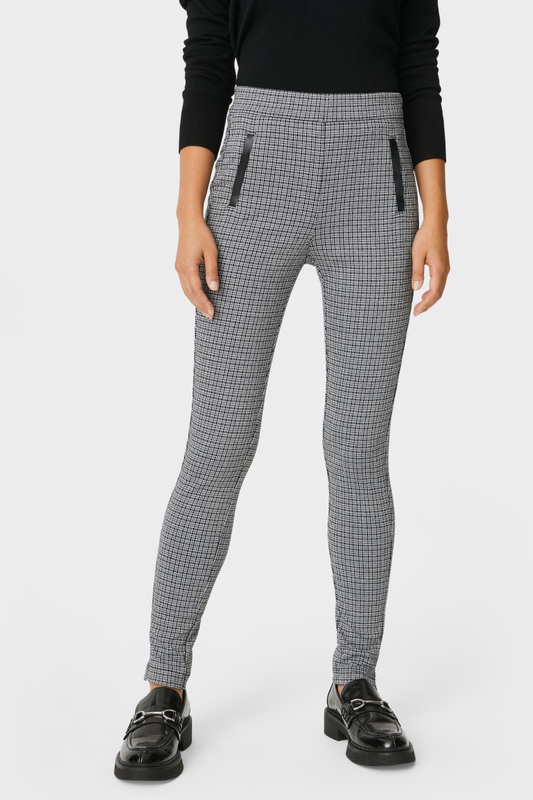  Blanche Pantalons C&A Leggings Recycled Check - france DNS-5161955