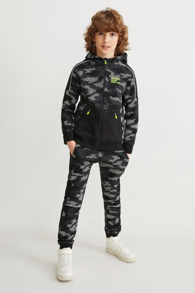  Camouflage Pantalons C&A Set Zip-through With Hood And Joggers 2 Piece - france CNH-8943169