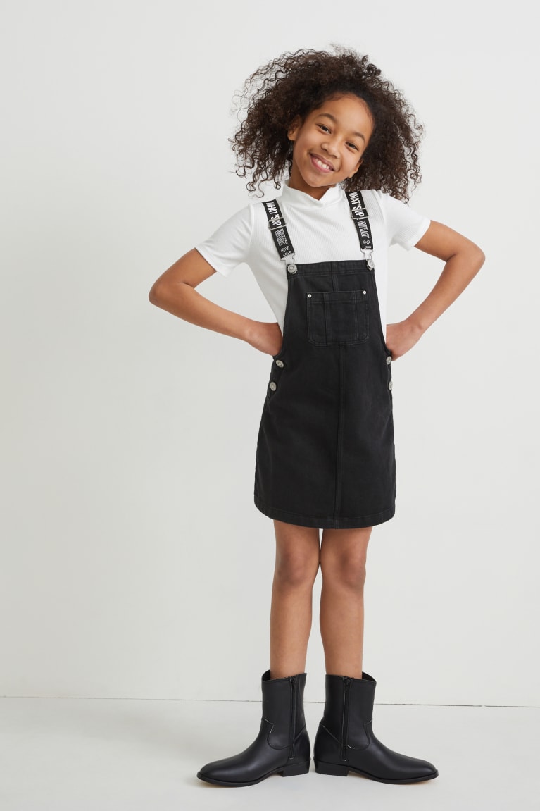  Bleu Grise Foncé Peignoir C&A Set Denim Pinafore And Sleeve 2 Piece - france XTE-7432429