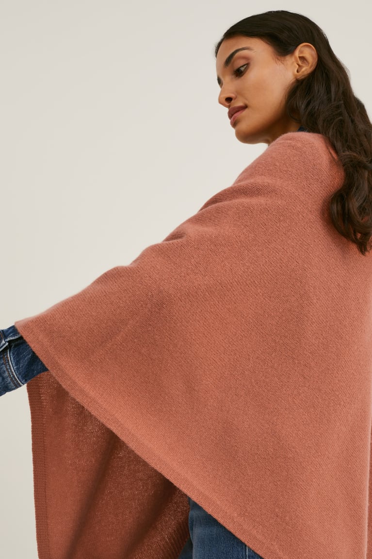  Marron Sweat à Capuche C&A Poncho With Cashmere Laine Blend - france EVL-9709473