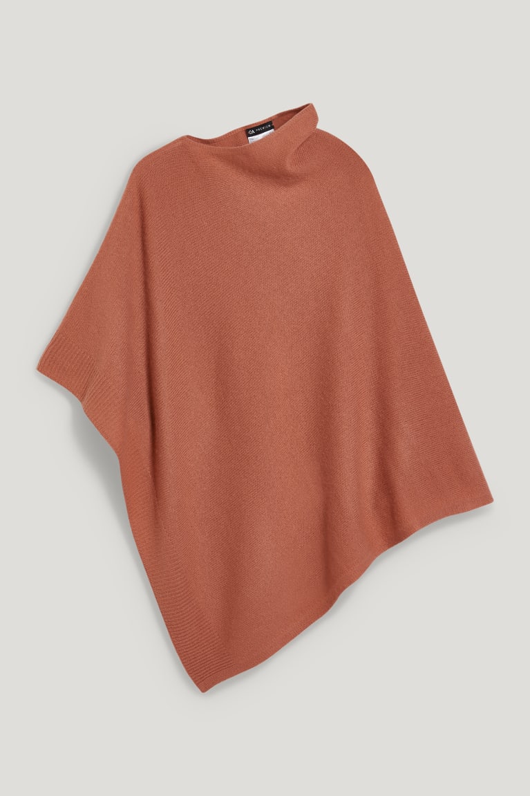  Marron Sweat à Capuche C&A Poncho With Cashmere Laine Blend - france EVL-9709473