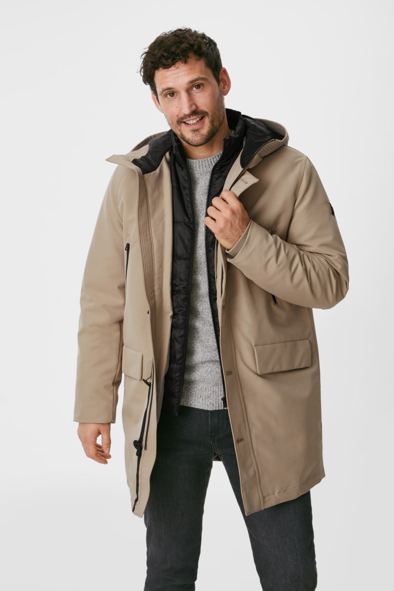  Beige Vestes C&A Technical Parka With Hood Recycled - france BPC-7967872