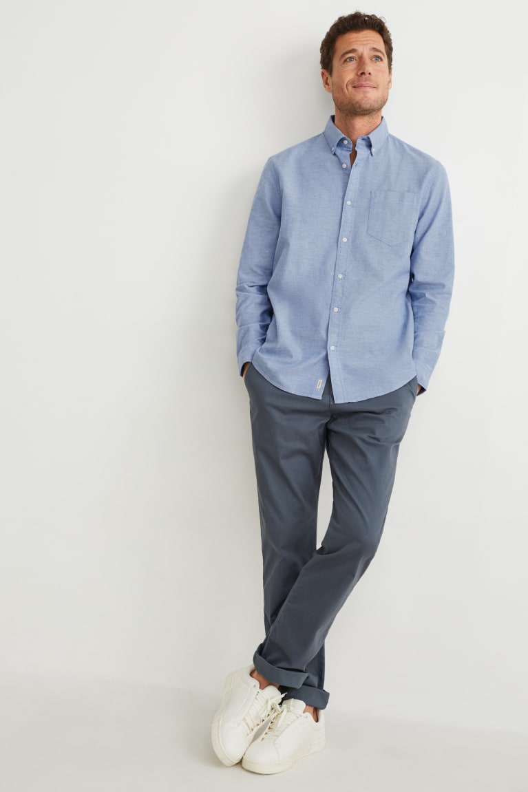  Bleu Clair Chemises C&A Oxford Regular Fit Button-down Collar Organic Coton - france KYH-0897940